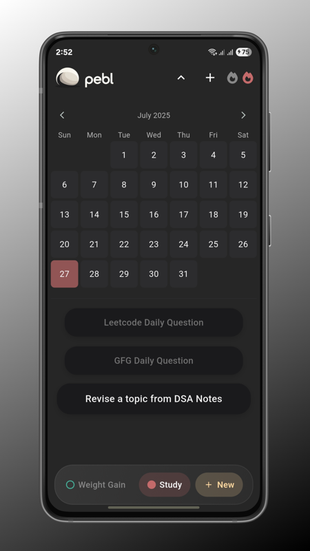 Pebl app main screen